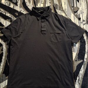 Prada Black Short-Sleeve Polo Shirt with Chest Pocket